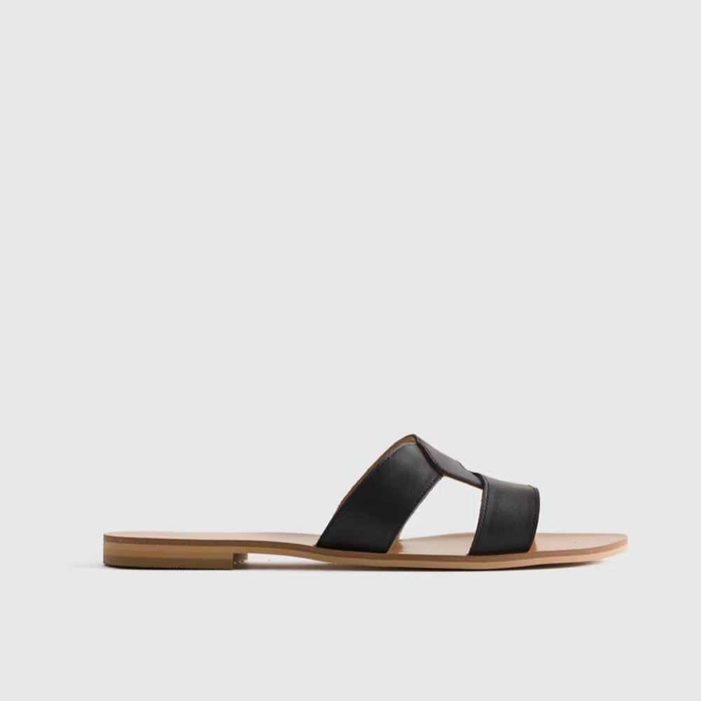 QUINCE Italian Leather Cutout Slide Sandals - Picture 2 of 8